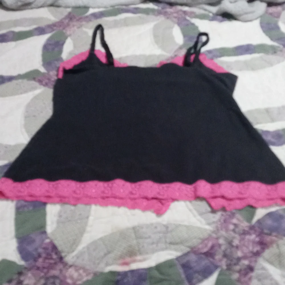Bnwot!! Baby phat spaghetti strap tank top sz medium in black and pink pink lace - Picture 4 of 12
